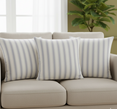 Waterproof Ticking Stripe Grey Printed Cushion Cover-1 Pc