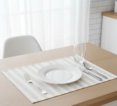 Waterproof Printed Table Mats - Ticking Stripe Beige