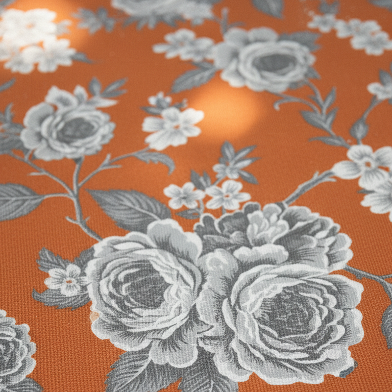 Rust Orange Blossom Printed Table Cover