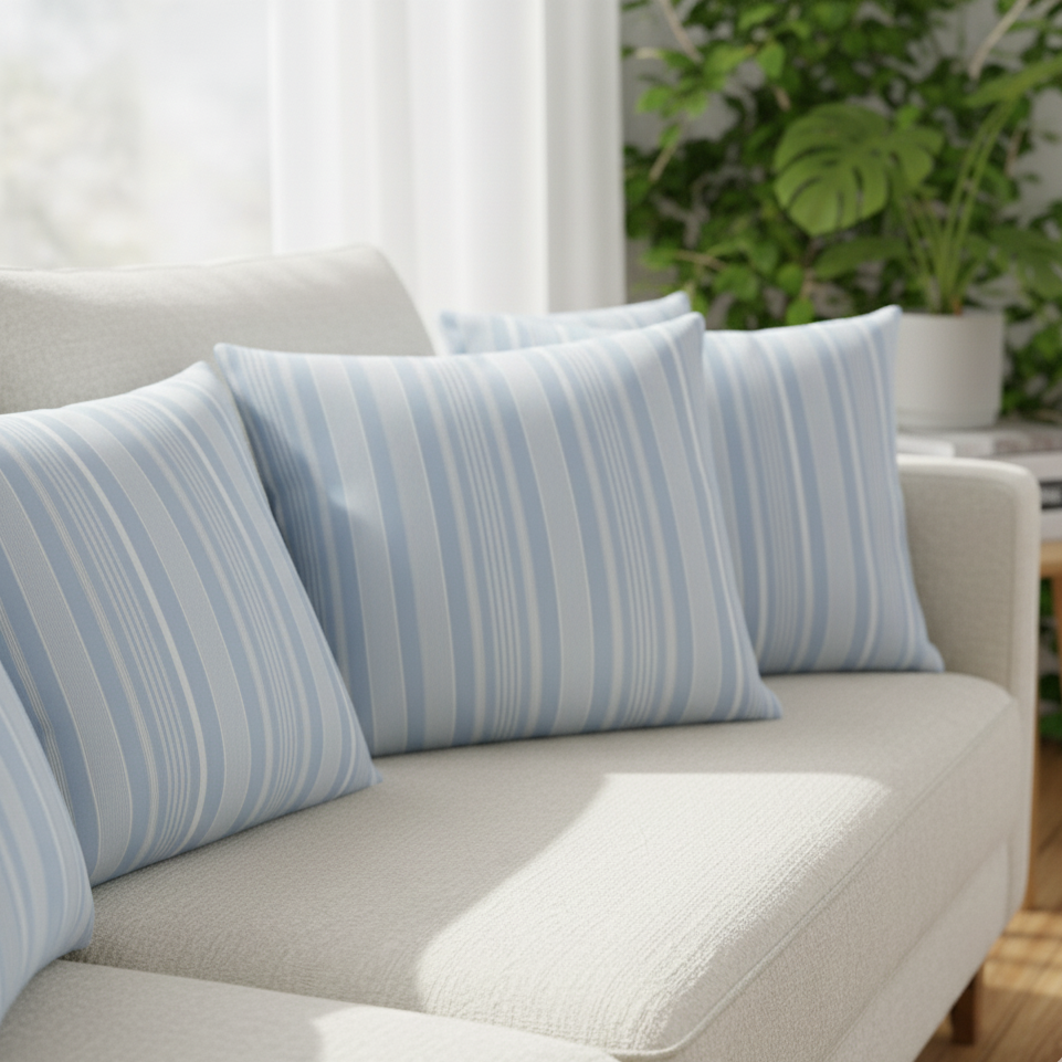 Waterproof Blue Irregular Stripe Printed Cushion Cover-1 Pc