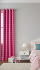 2Pc Printed Eyelet Curtain – Pink Heart Love Edition