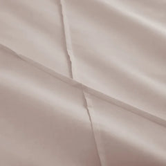 Geometric Pleated Cotton Satin Duvet Cover Set - Light Beige