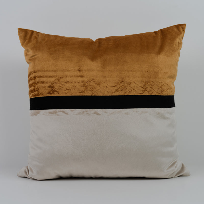 Velvet Gold Stripe Cushion Cover- 1 PC