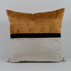 Velvet Gold Stripe Cushion Cover- 1 PC