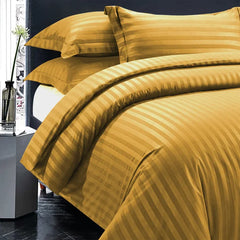 Cotton Satin Stripe Duvet Cover Sets Golden