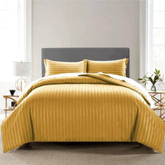 Cotton Satin Stripe Duvet Cover Sets Golden