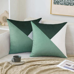 Velvet Geometric Patchwork Cushion Covers - Pack Of 2