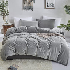 Luxury Velvet Duvet Cover Set - Grey