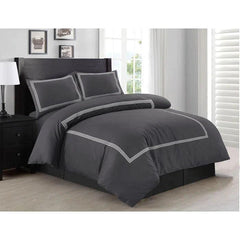 Embroidered Luxury Duvet Set- Grey With White Baratta Stitch