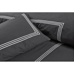 Embroidered Luxury Duvet Set- Grey With White Baratta Stitch