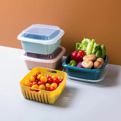 Vegetable Drain Storage Basket With Lid