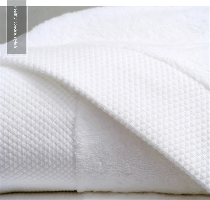 Dimond Bordered Hotel Bath Towel White