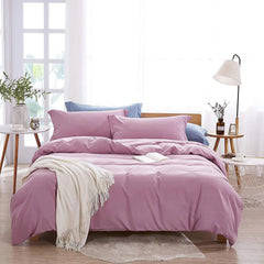 Plain Dyed Duvet Cover Set-Heather Purple