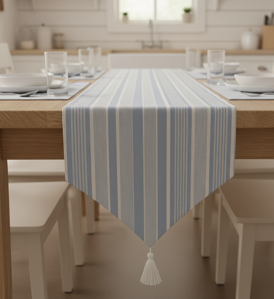 Waterproof Dining Set - Blue Irregular Stripe