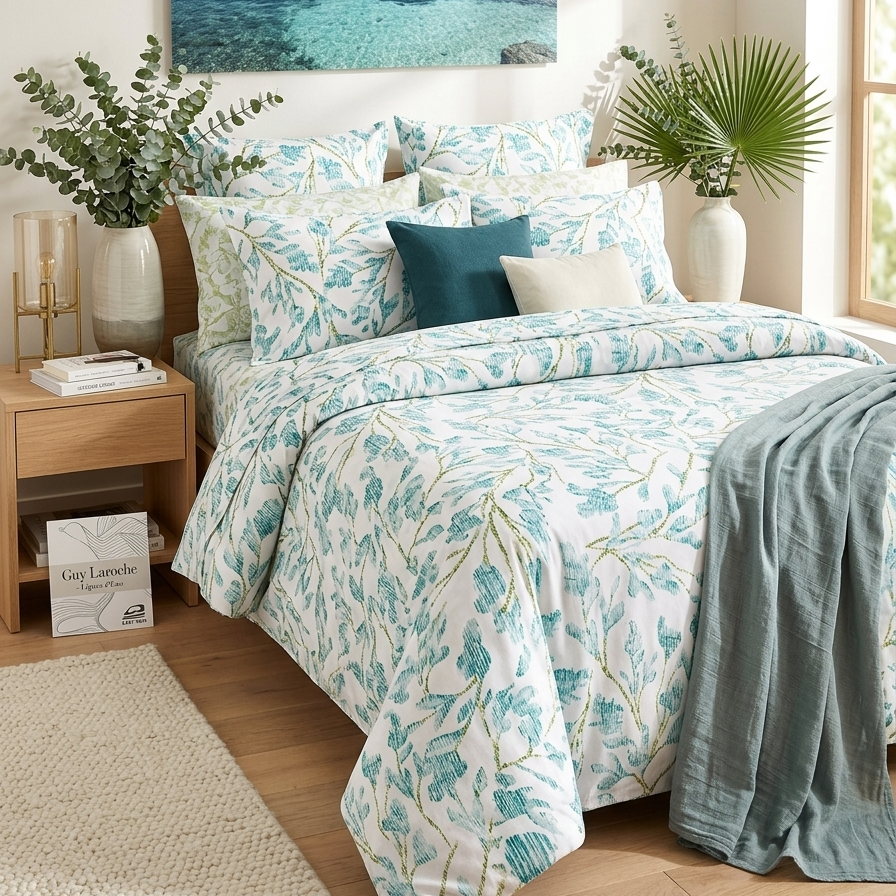 Premium 4-Piece Double Bed Sheet Set - Oceanic Oasis
