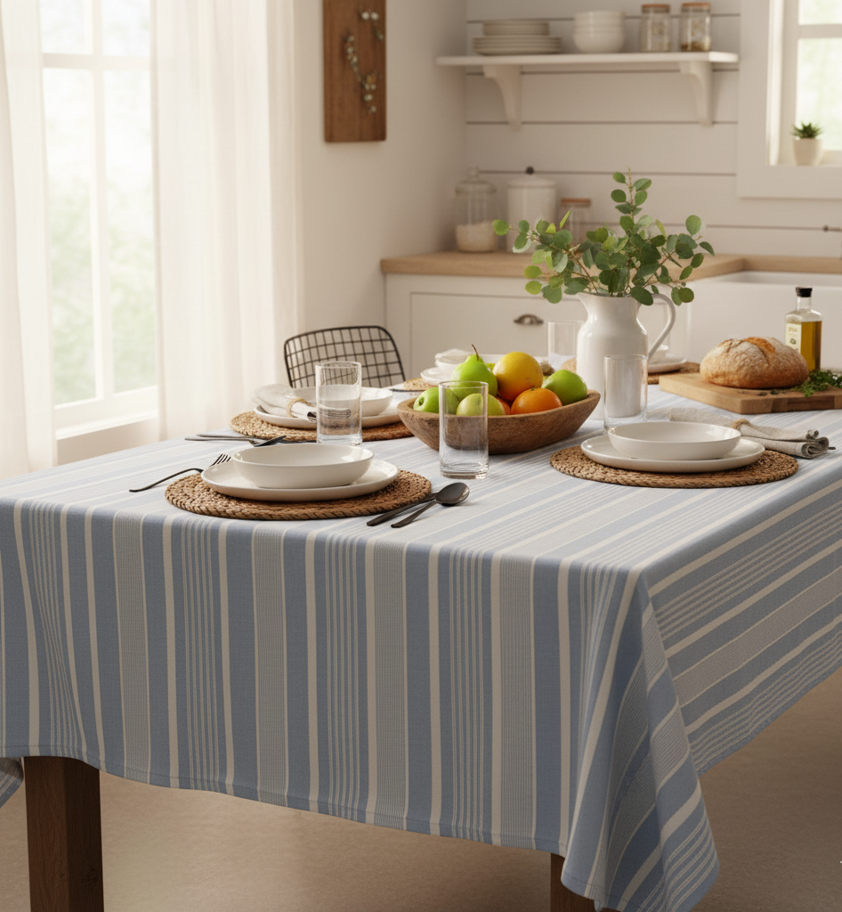 Waterproof Dining Set - Blue Irregular Stripe