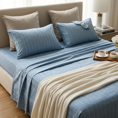 Double Cotton Bed Sheet - Blue Pebble