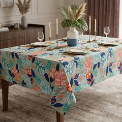 Printed Cotton Duck Table Cover-Leafy Luxury