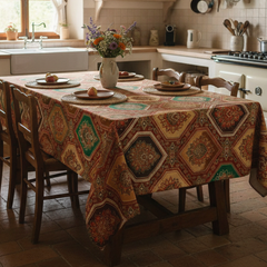 Printed Cotton Duck Table Cover-Elegant Bohemian