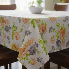 Printed Cotton Table Cover- Ash Floral Garden