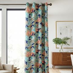 2Pc Printed Eyelet Curtain – Leafy Luxury