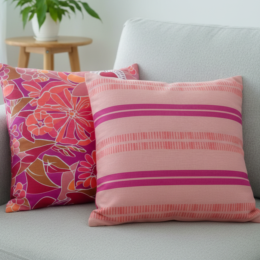 Pink Paradise Printed Cushion Cover-Pair