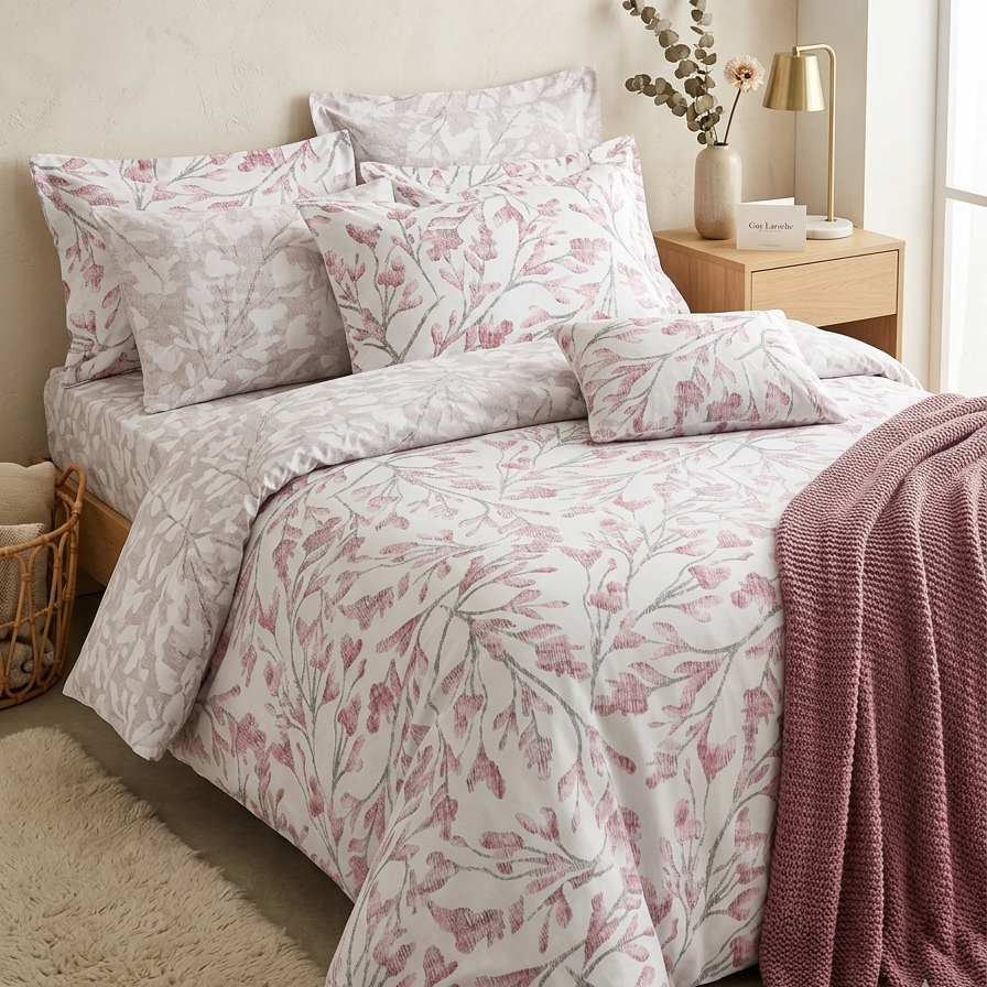 Premium 4-Piece Double Bed Sheet Set - Blush Haven