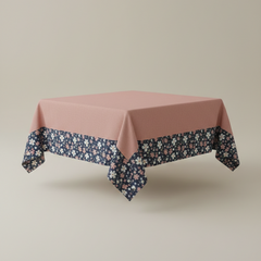 Printed Cotton Table Cover-Pink Soft Navy Floral
