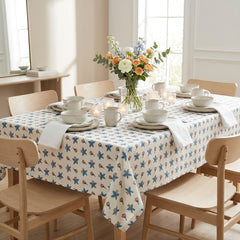Printed Cotton Table Cover - Ivory Bloom