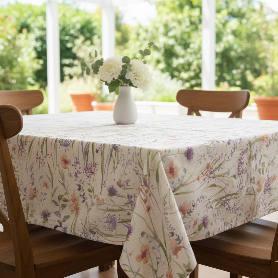 Printed Cotton Duck Table Cover-Multi Floral