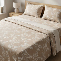 Minimal Foliage - Printed Flat Sheet Set, Double Bed, 100% Cotton