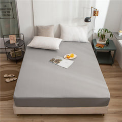 Cotton Fitted Bed Sheet with Pillows-Grey