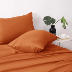 Plain Cotton Bed Sheet Set - Orange