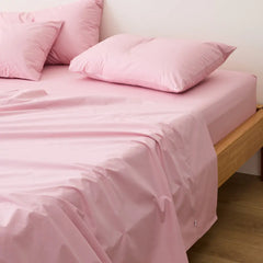 Plain Cotton Bed Sheet Set - Pink
