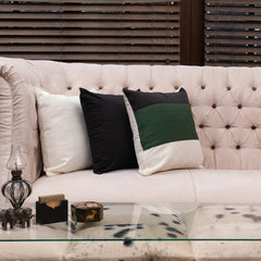 Medow White,Green - 3 Pc Jute cushion Cover set