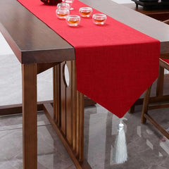 Jute Table Runner With tassel- Red