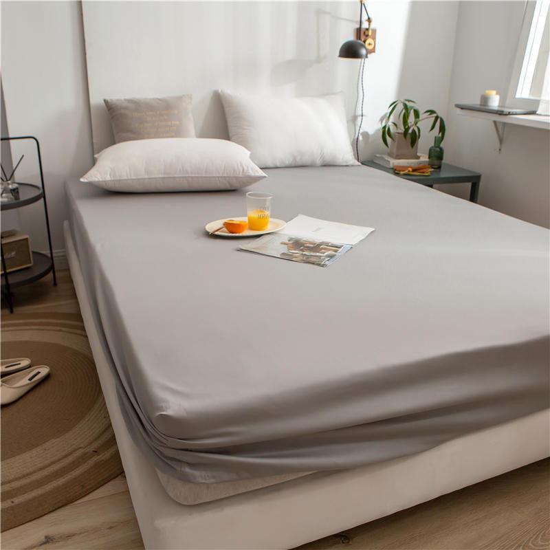 Cotton Fitted Bed Sheet with Pillows-Grey