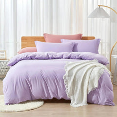 Plain Dyed Duvet Cover Set-Lavender