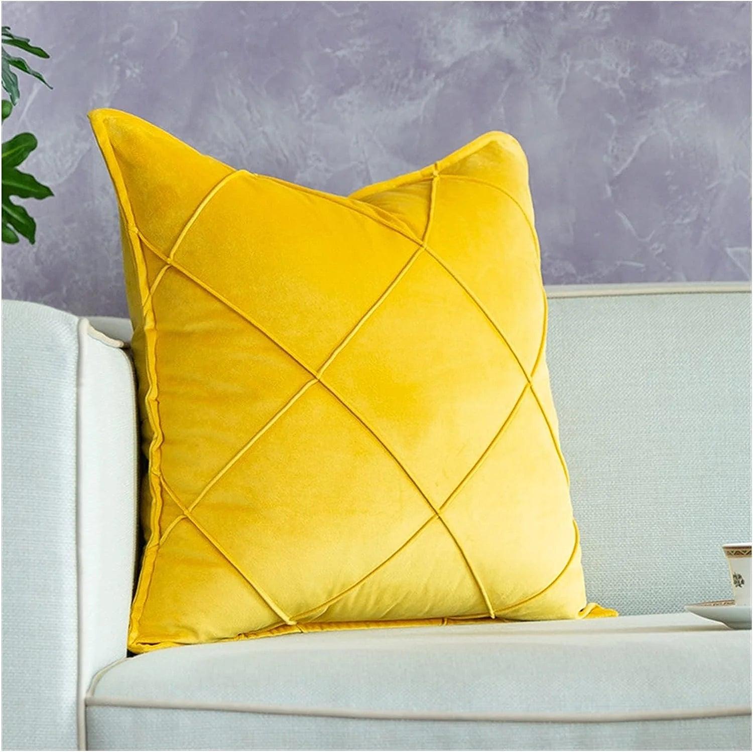 Cross Pleated Velvet Cushion Covers - 1 Pc