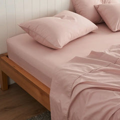 Plain Cotton Bed Sheet Set -Blush