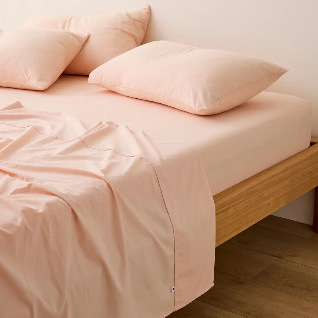 Plain Cotton Bed Sheet Set - Peach