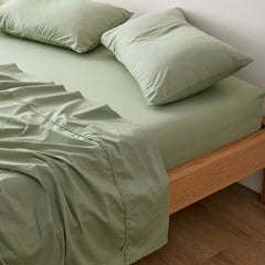 Plain Cotton Bed Sheet Set -Sage Green