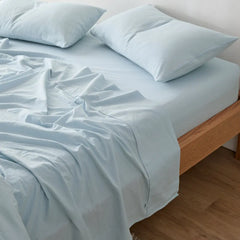 Plain Cotton Bed Sheet Set -Sky Blue