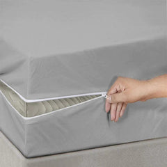 Cotton Zipper Mattress Cover - Light Grey