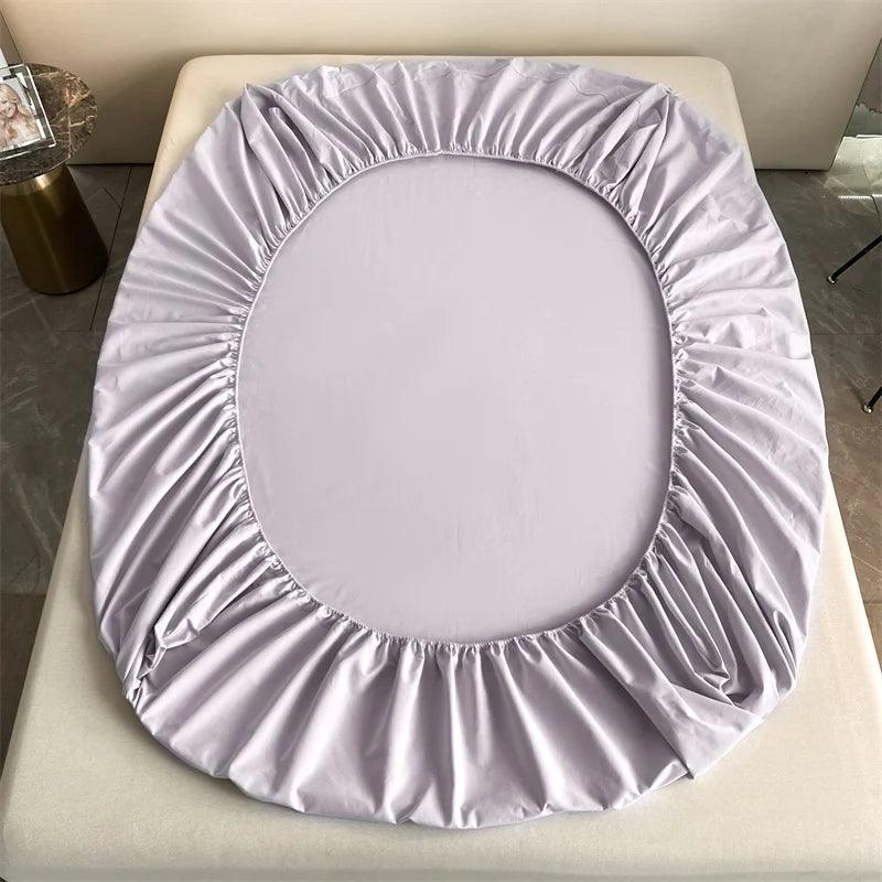 Luxury Cotton Satin Elastic Band Fitted Sheet with Pillows  - Light Lilac