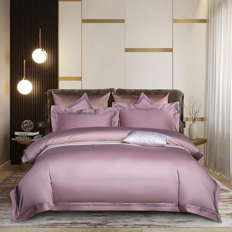 Embroidered Luxury Duvet Set-Light Lilac