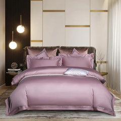 Embroidered Luxury Duvet Set-Light Lilac