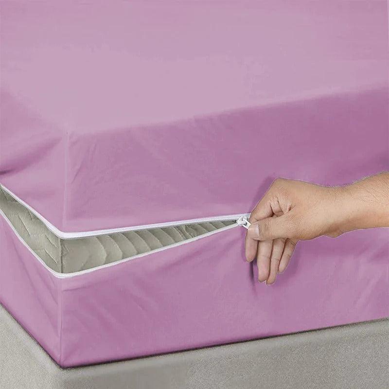 Cotton Zipper Mattress Cover - Lilac