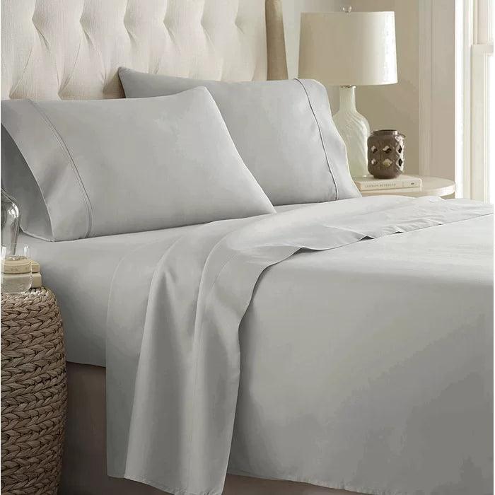 Plain Cotton Bed Sheet Set -Silver