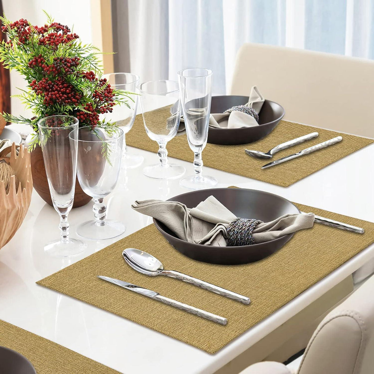 Jute Table Mat Set - Dark Beige